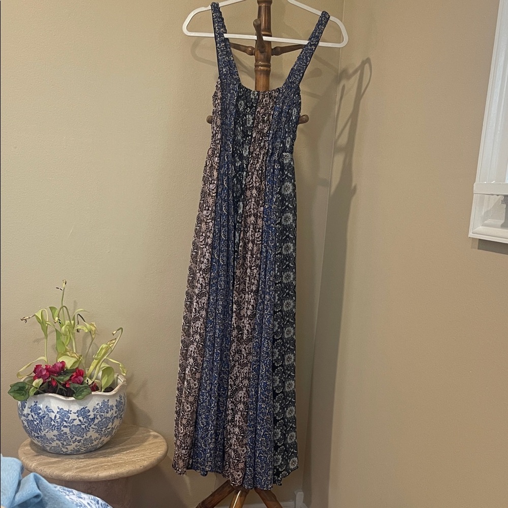 Floral Maxi Dress with Blue and pink Pattern